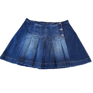 Vintage Venezia Pleated Denim Skirt with Shorts attached